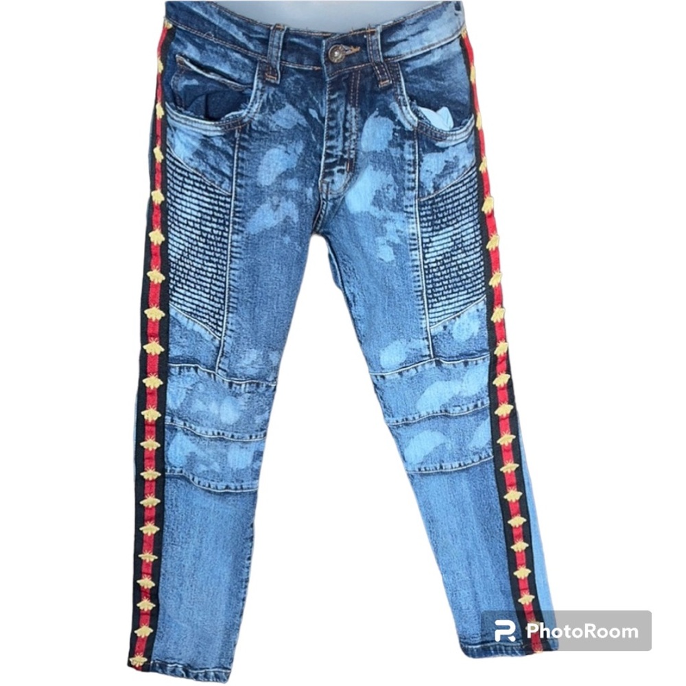EVOLUTION IN DESIGN Acid Washed MOTO Boy Youth JEANS size 16